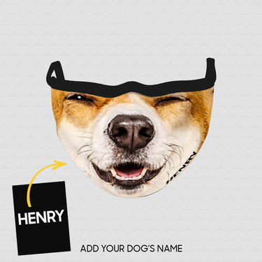 Personalized Dog Gift Idea - Yellow Corgi With Sleepy Eyes Zoom In For Dog Lovers - Cloth Mask